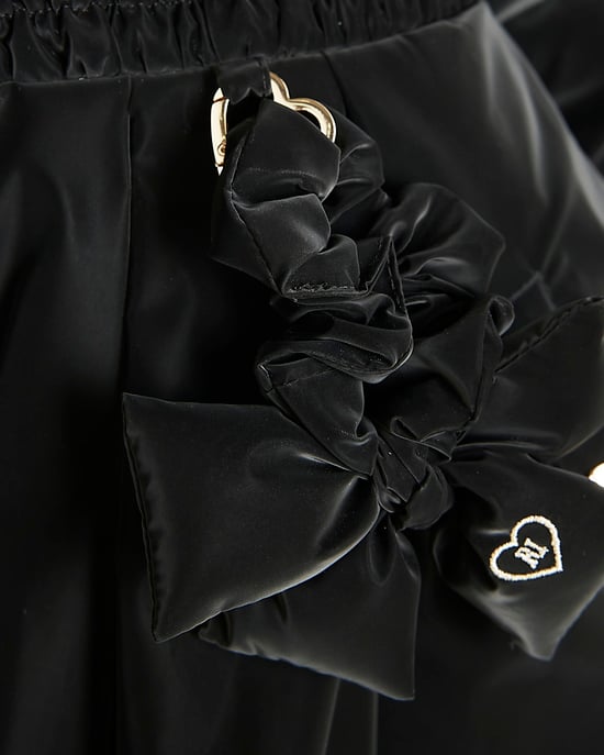 River Island Mini Girls Padded Coat Black Hooded Peplum - Image 3