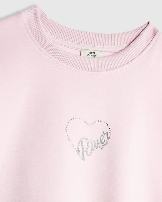 River Island Girls T-Shirt & Skirt Set Pink Premium - Image 3