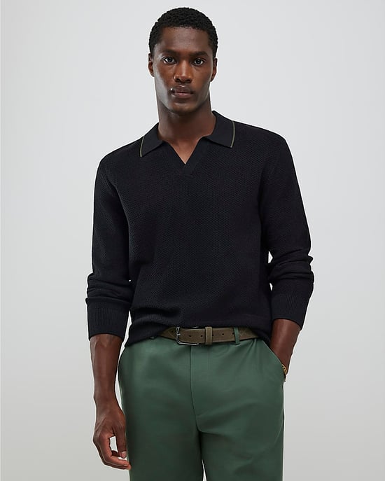 River Island Mens Jumper Black Regular Fit Open Collar - Image 1