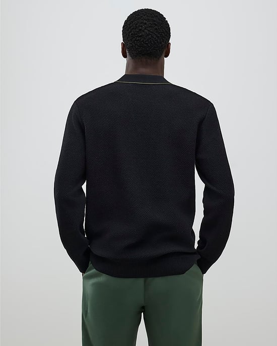 River Island Mens Jumper Black Regular Fit Open Collar - Image 3