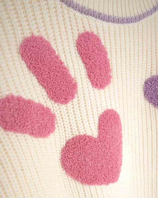 River Island Girls Jumper Cream Knitted Smile - Image 3