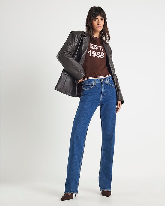 River Island Womens Jumper Brown Knitted Est 1988 - Image 4