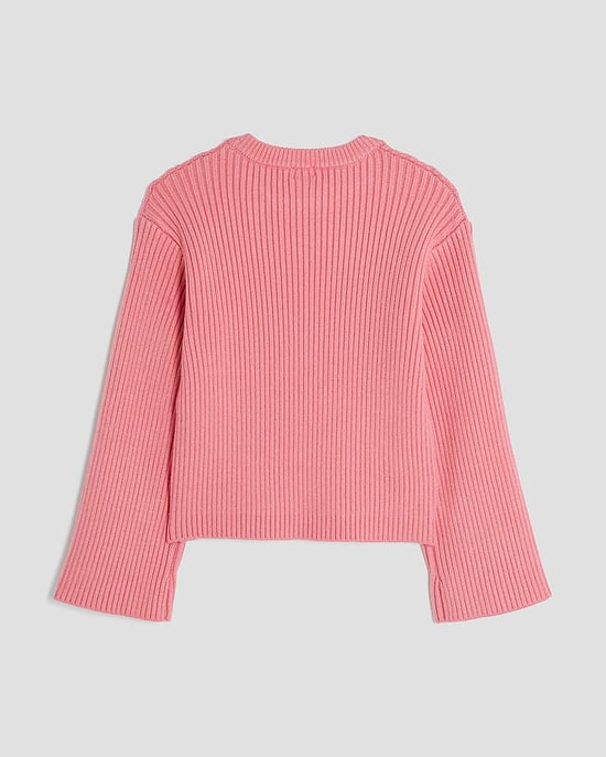 River Island Girls Jumper Pink Embellished Heart - Image 2