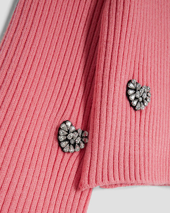 River Island Girls Jumper Pink Embellished Heart - Image 4