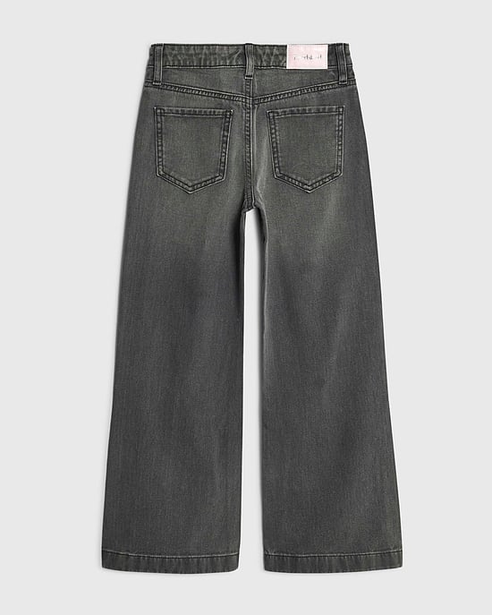 River Island Girls Wide Leg Jeans Black Rose - Image 3
