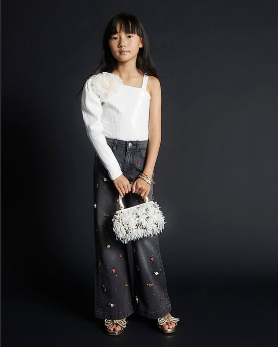 River Island Girls Wide Leg Jeans Black Rose - Image 4