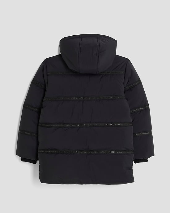 River Island Boys Puffer Coat Black Hooded Heavyweight - Image 2