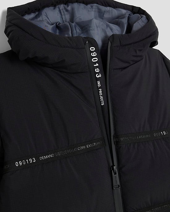 River Island Boys Puffer Coat Black Hooded Heavyweight - Image 3