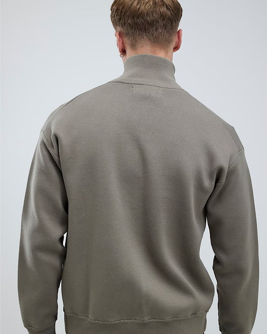 River Island Mens Jumper Khaki Slim Fit Zip Through - Image 3