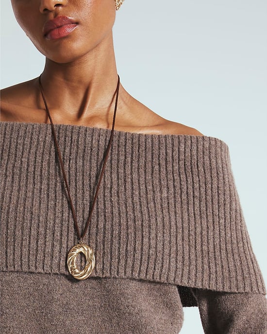 River Island Womens Jumper Brown Knitted Bardot - Image 2