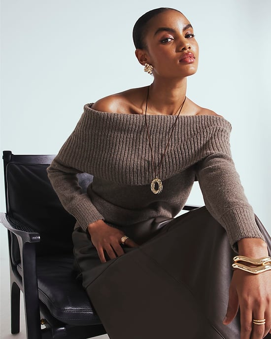River Island Womens Jumper Brown Knitted Bardot - Image 5