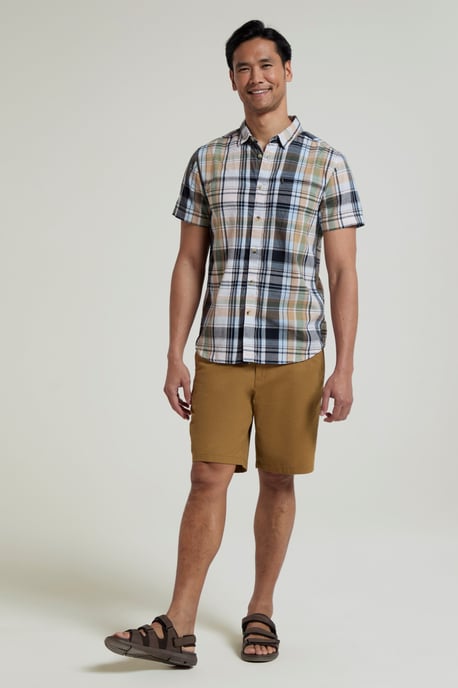 'Holiday' Men's Cotton Shirt Buttoned Breathable Summer Top Green - Image 2