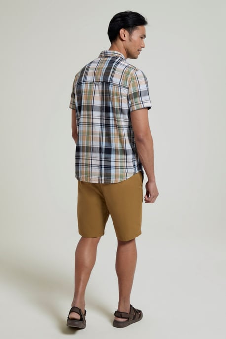'Holiday' Men's Cotton Shirt Buttoned Breathable Summer Top Green - Image 3