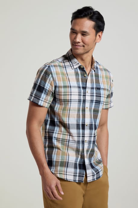 'Holiday' Men's Cotton Shirt Buttoned Breathable Summer Top Green - Image 4
