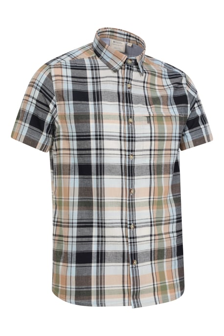 'Holiday' Men's Cotton Shirt Buttoned Breathable Summer Top Green - Image 6