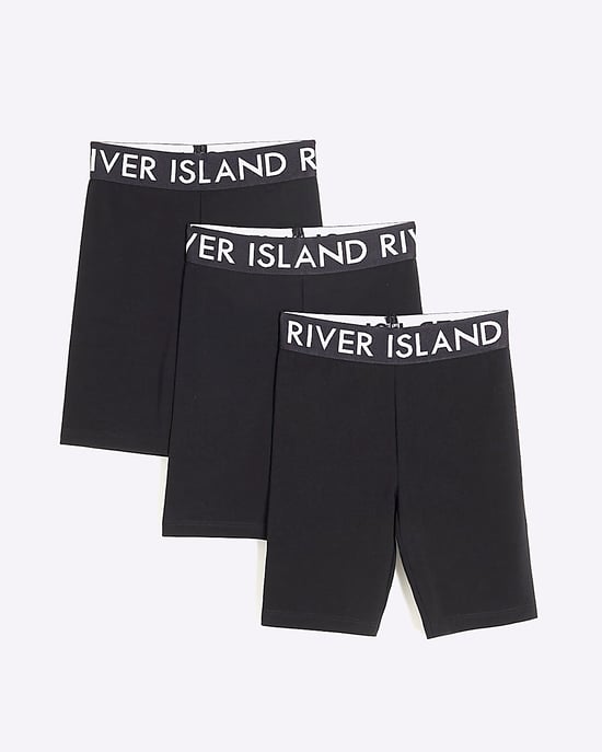River Island Girls Cycle Shorts Black 3 Pack RI Waist - Image 1