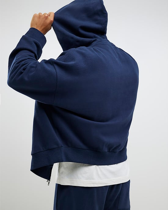 River Island Mens Hoodie Navy Oversized Fit Palais Zip Through - Image 3