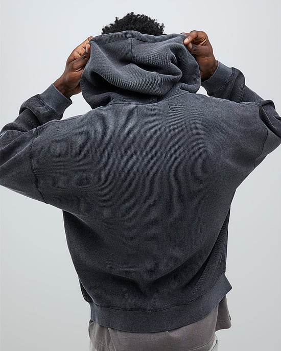River Island Mens Hoodie Black Washed Zip Through - Image 2