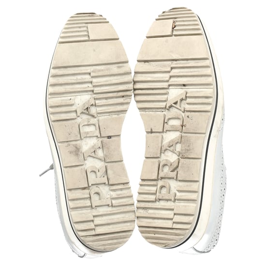 Prada Wingtip Oxford Platform Sneakers in Metallic Silver Leather - Image 6