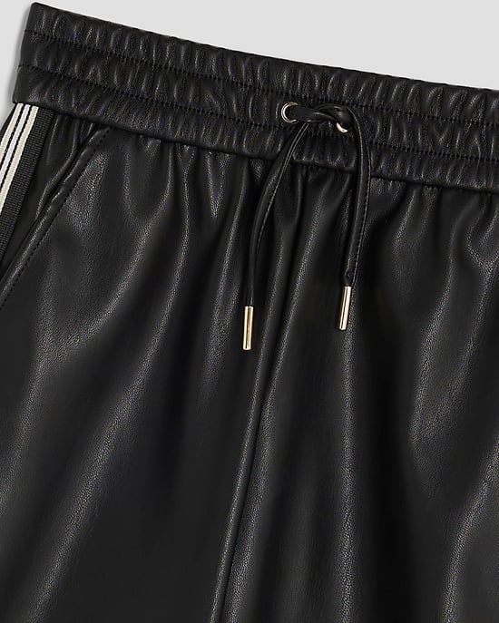 River Island Girls Trousers Black Faux Leather Stripe Wide - Image 3
