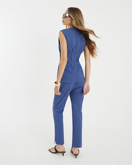 River Island Womens Skinny Trousers Blue Denim Look Stretch - Image 3