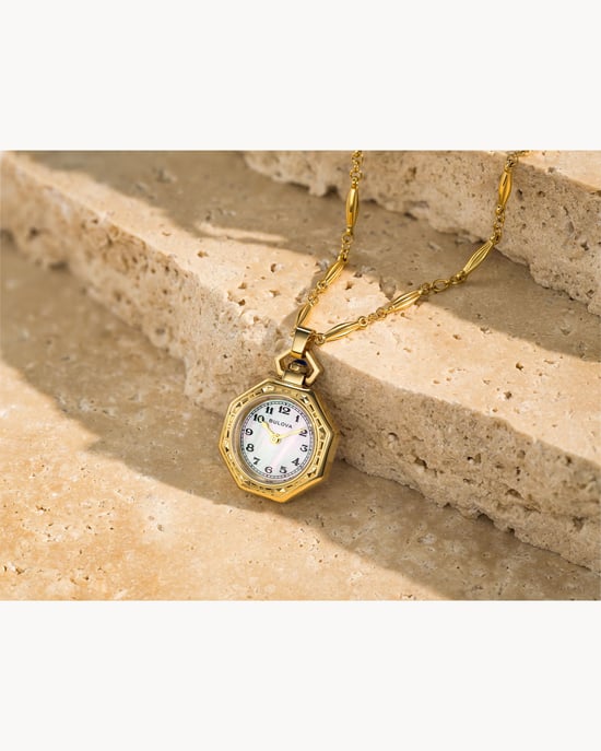 Bulova Rubaiyat Pendant Necklace Dames Horloge Goudkleurig 97L182 - Image 3