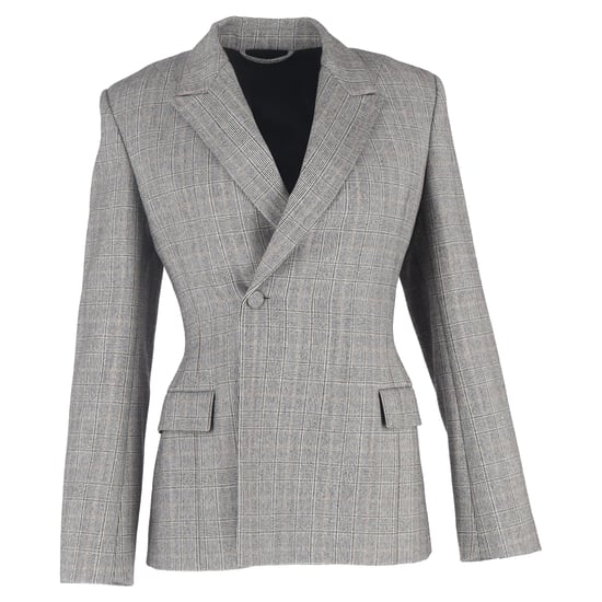 Balenciaga Prince Of Wales Gecheckte Blazer in Grijs Wol - Image 1