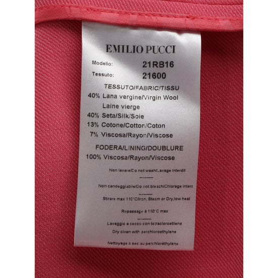 Emilio Pucci Single-Breasted Blazer with Pockets in Pink Wool - Image 5