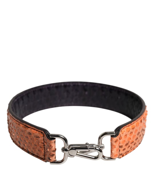 Zwart Beigekleurige Exotische Leren Tas Schouderband - Image 1