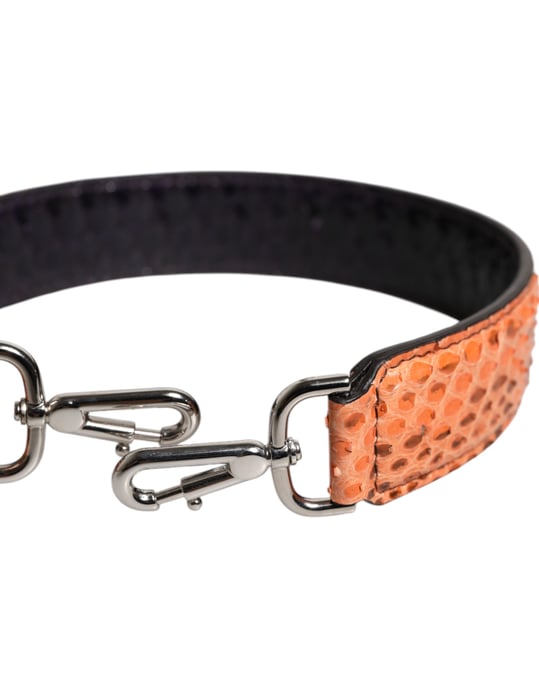 Zwart Beigekleurige Exotische Leren Tas Schouderband - Image 4