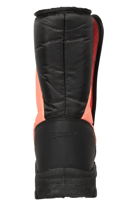 'Caribou' Kids Striped Snow Boots Snow Proof Everyday Winter Shoes Coral - Image 3