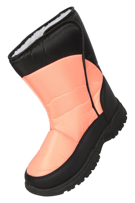 'Caribou' Kids Striped Snow Boots Snow Proof Everyday Winter Shoes Coral - Image 6