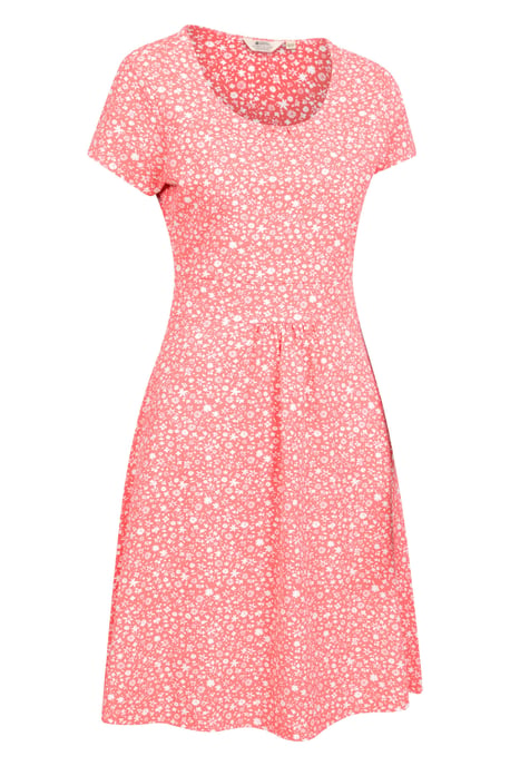 Orchid Patterned Women's UV Summer Dress with Side Pockets Holiday Beach Dress Red - Image 6