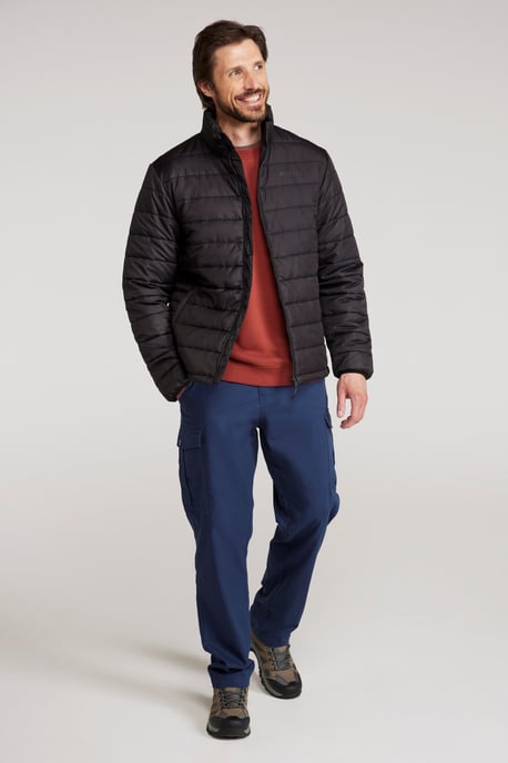 'Deaks' Men's Padded Jacket with Zipped Pockets Water Resistant Coat Black - Image 3