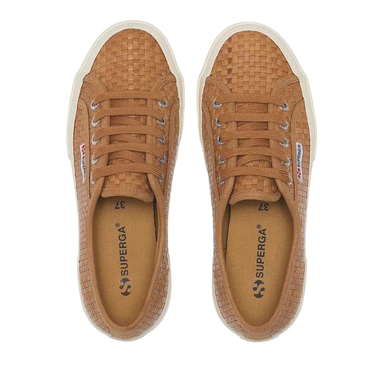 Superga Womens/Ladies 2750 Woven Leather Trainers (Beige/Off White) - Image 4