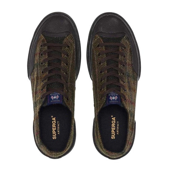 Superga Unisex Adult 2432 Works Patchwork Wool Trainers (Green/Dark Brown) - Image 3