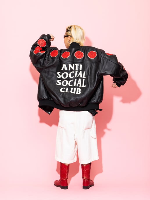 ASSC Petal to the Metal Leather Varsity Jacket in Black - Image 5