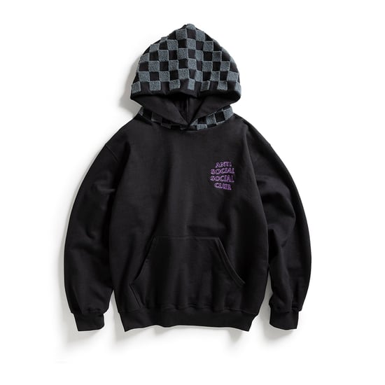 ASSC Chenille Checkered Hoodie in Black - Image 1
