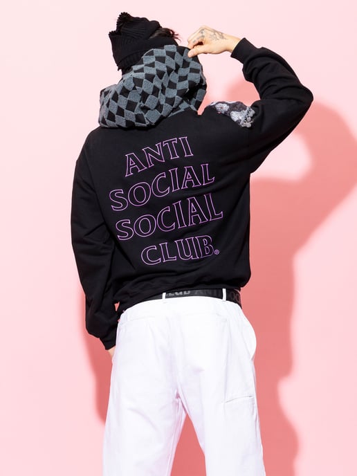 ASSC Chenille Checkered Hoodie in Black - Image 2
