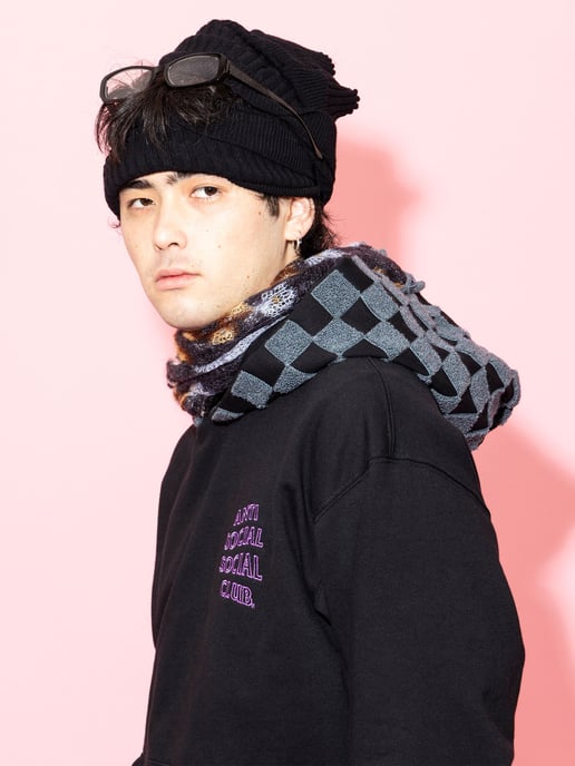 ASSC Chenille Checkered Hoodie in Black - Image 5