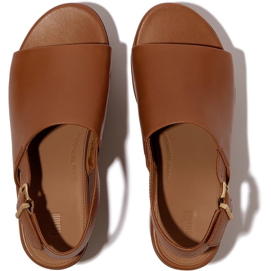 Fitflop Platfforms Heeled Backstrap Leather Women's Deep Tan Flip Flops - Image 3