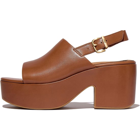 Fitflop Platfforms Heeled Backstrap Leather Women's Deep Tan Flip Flops - Image 4