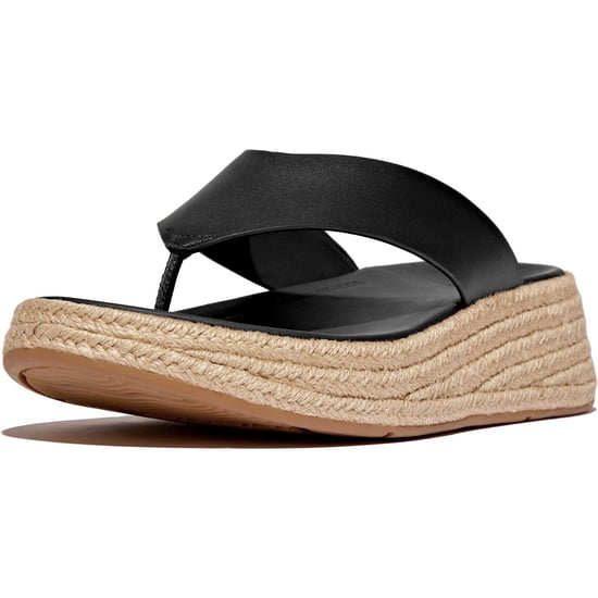 Fitflop F-Mode Toe Post Leather Men's Black Clogs - Image 1