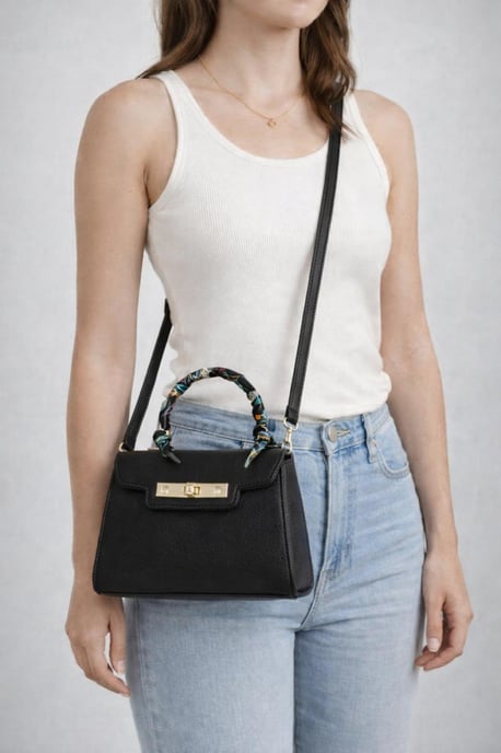 Small Crossbody Bag with Scarf Handle - Image 4