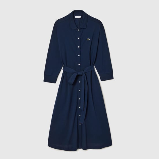 Women's Lacoste 3/4 Sleeve Pique Polo Dress in Navy - Image 1