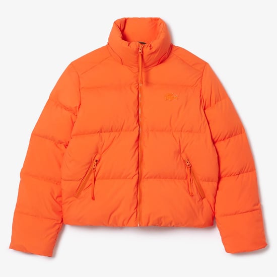 Women's Lacoste Relaxed-Fit Hooded Down Jacket in Orange - Image 1
