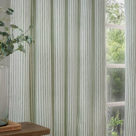 Yard Hebden 100% Cotton Eyelet Curtain Pair, Eucalyptus - Image 3