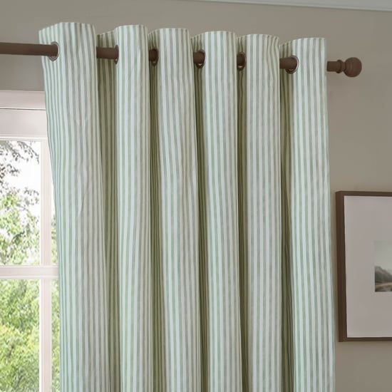 Yard Hebden 100% Cotton Eyelet Curtain Pair, Eucalyptus - Image 4
