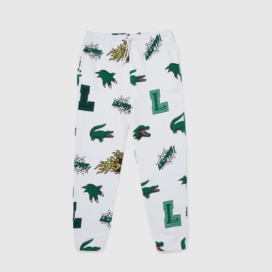 Women's Lacoste Seasonal Print Joggers in White - Image 1
