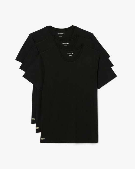 Cotton Crew Neck Crew Neck T-Shirts in Black (3 Pack) - Image 2